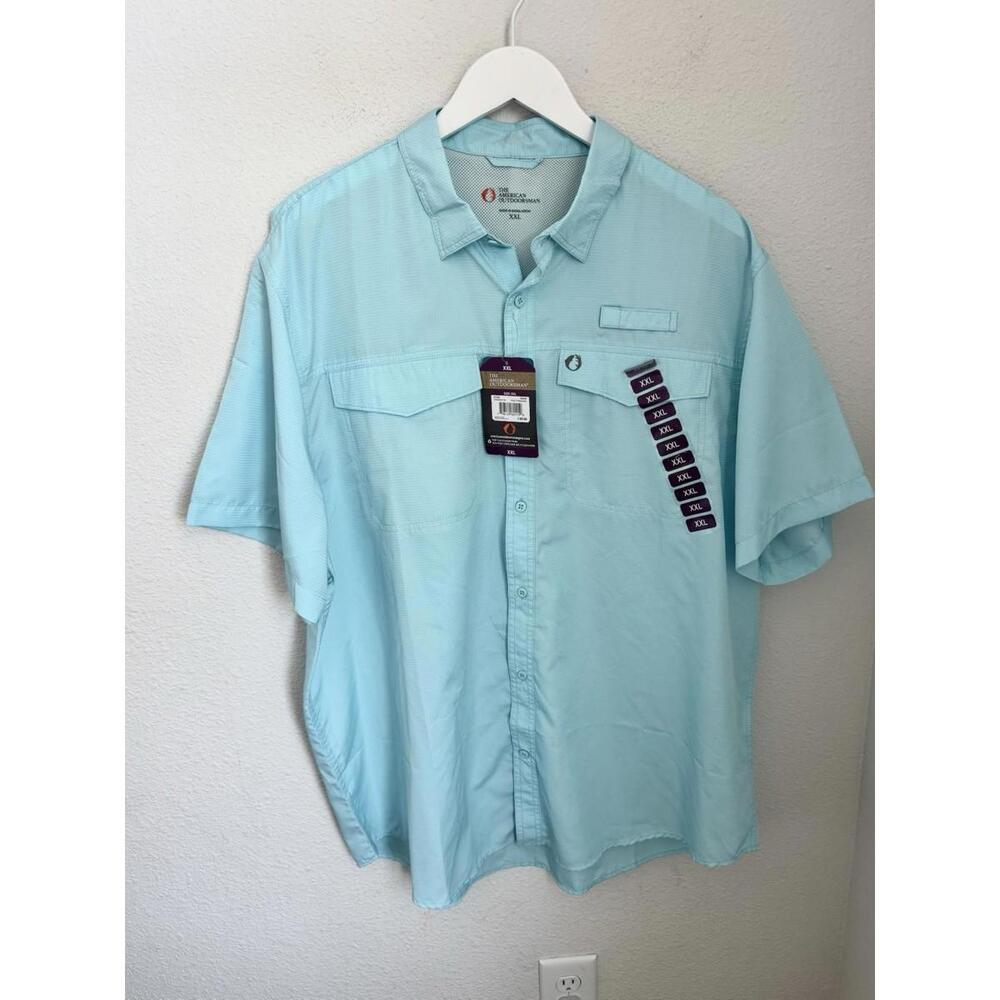The American Outdoorsman Men’s Sz XXL Blue Short Sleeve‎ Button Outdoor Shirt